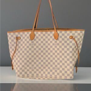 Louis Vuitton Checkered Tote - Cream and Tan